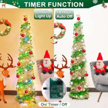 5 ft Pop Up Pencil Christmas Tree with Lights