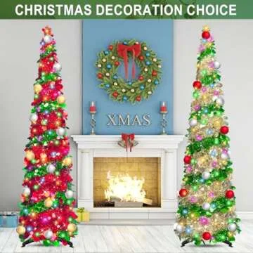 5 ft Pop Up Pencil Christmas Tree with Lights