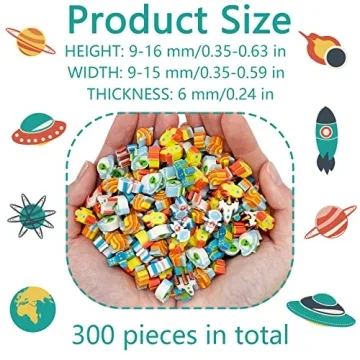 300 Pieces Space Mini Erasers, Assortment Novelty Pencil Erasers Bulk for Party Favor, Gift Filling, Home School Work Reward