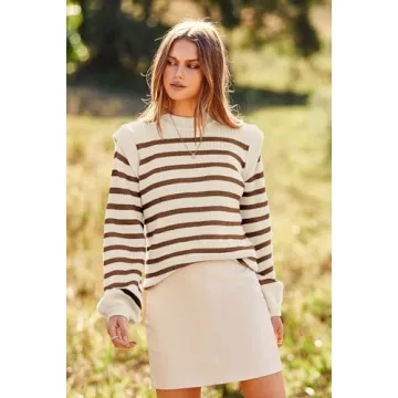 PRETTYGARDEN Long Sleeve Cosy Striped Sweater