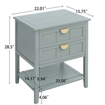 RXRRXY Stylish Light Green Bedside Nightstand