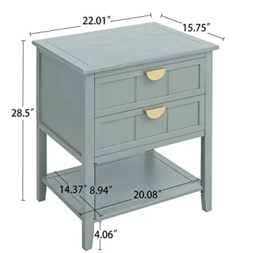 RXRRXY Stylish Light Green Bedside Nightstand