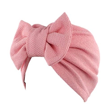 Qhome Womens Luxury Bow Turban Hat Stylish Chemo Cap Pink