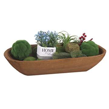 Athaliah Wooden Dough Bowl, 23.75'' Large Wood Dough Bowl for Decor, Hand Carved Rustic Long Wood De...