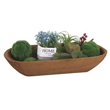 Athaliah Wooden Dough Bowl, 23.75'' Large Wood Dough Bowl for Decor, Hand Carved Rustic Long Wood De...