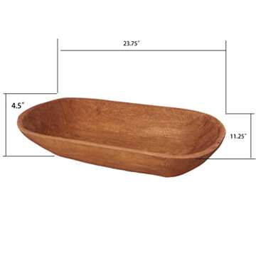 Athaliah Wooden Dough Bowl, 23.75'' Large Wood Dough Bowl for Decor, Hand Carved Rustic Long Wood Decorative Bowls for Table Centerpiece Dining Room Home Kitchen Decor