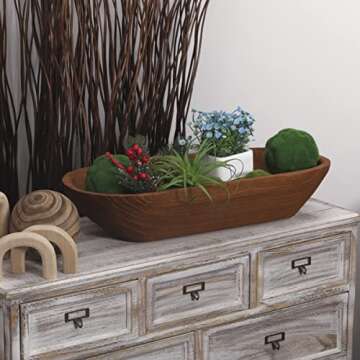 Athaliah Wooden Dough Bowl, 23.75'' Large Wood Dough Bowl for Decor, Hand Carved Rustic Long Wood Decorative Bowls for Table Centerpiece Dining Room Home Kitchen Decor