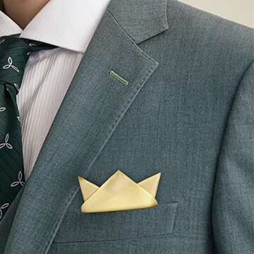 Selected Hanky 100% Pure Silk Pocket Square Solid Gold