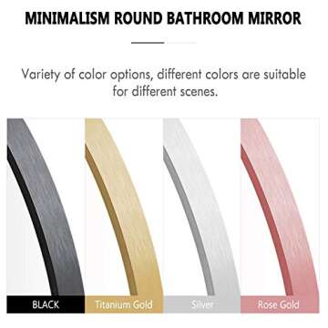 PexFix Circle Mirror 36”x 36” Aluminum Alloy Frame Modern Large Round Mirror Bathroom Vanity Mirror Wall Mounted Mirror Accent Mirror Black