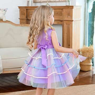 NNJXD Girl , Little Kid Ruffles Lace Party Wedding Dresses Size (140) 6-7 Years Flower 736 Purple