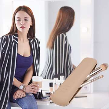 Trendy Travel Makeup Brush Holder | Portable & Stylish Organizer