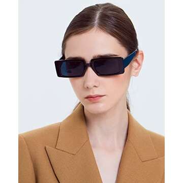 LASPOR Vintage Rectangle Sunglasses for Women Men Fashion Retro Small Square Frame Glasses UV 400 Pr...