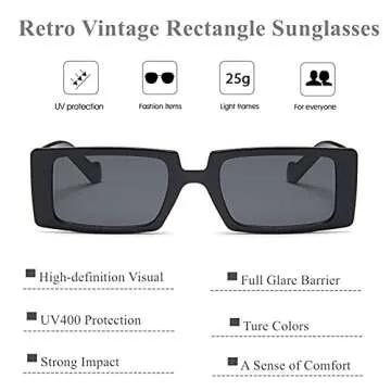 LASPOR Vintage Rectangle Sunglasses with UV400 Protection