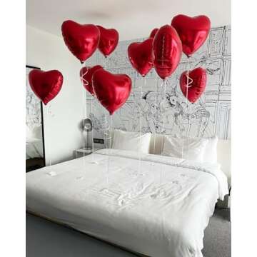 Lovoir 12 Pcs Heart Shaped Foil Mylar Balloons