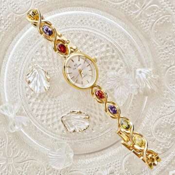 MASTOP Luxury Vintage Colorful Crystal Oval Watch for Women - Elegant and Waterproof