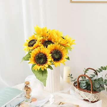Levana.m 6Pcs Realistic Artificial Sunflowers for Decor