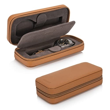 HOUSEOFHIGGINS Modern Leather Watch Case for men - Watch Travel Case - Storage Organizer & Display -...