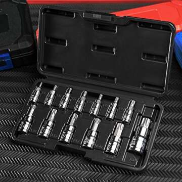 EPAuto Torx Bit Socket Set T8-T60 Cr-V 13 Pieces