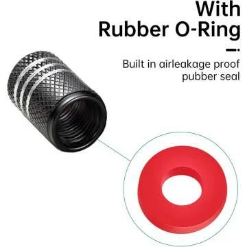 Metal Tire Valve Caps for Audi - 4 Pcs Black