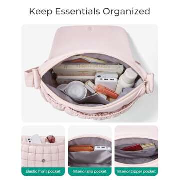 BAGSMART Medium Crossbody Bags for Women, Quilted Puffer Cross body Purse with Adjustable Strap