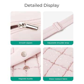 BAGSMART Medium Crossbody Bags for Women, Quilted Puffer Cross body Purse with Adjustable Strap