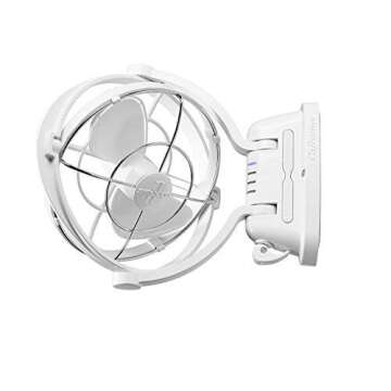 SEEKR Sirocco II™ Fan from by Caframo. 12V/24V Auto-Sensing DC, Omnidirectional Low-Power Draw Fan for Boats and RVs. Hardwire Installation Required. Made in Canada. White.