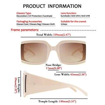 FEISEDY Vintage Shades Oversized Luxury Square Sunglasses Thick Eyewear Large Frame Men Women B2672