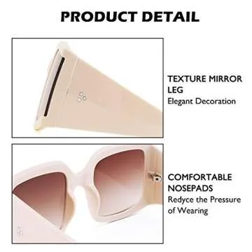 FEISEDY Vintage Oversized Luxury Square Sunglasses