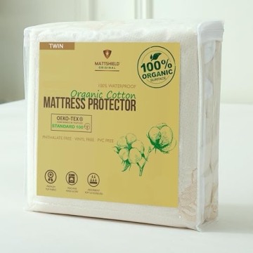 Deluxe Waterproof Organic Mattress Protector Twin - Certified Organic Cotton, Breathable Mattress Pa...