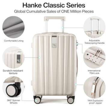 Buy Hanke 24 Inch Spinner Suitcase Lightweight TSA Lock