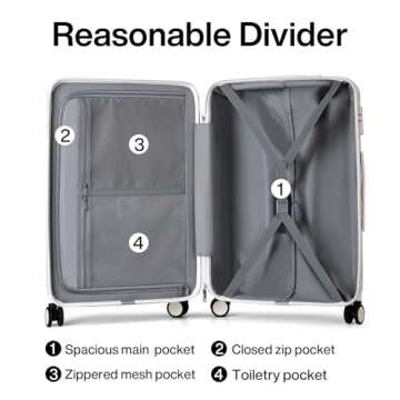 Buy Hanke 24 Inch Spinner Suitcase Lightweight TSA Lock