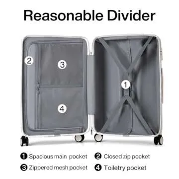 Buy Hanke 24 Inch Spinner Suitcase Lightweight TSA Lock