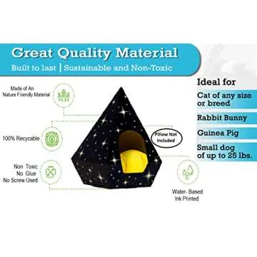 Troppipets Eco-Friendly Cat Bed Teepee Very Sturdy Fits Large Rabbit And Cat At Any Size | Pillow Not Included