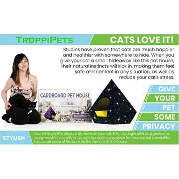 Troppipets Eco-Friendly Cat Bed Teepee Very Sturdy Fits Large Rabbit And Cat At Any Size | Pillow Not Included