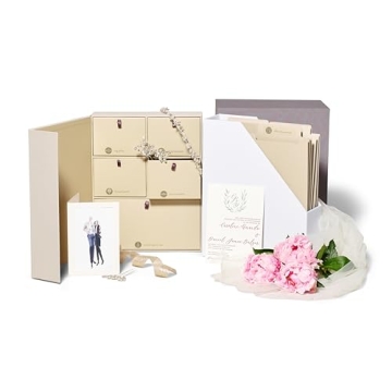 Savor | Deluxe Wedding Keepsake Box |  Fabric Bound Acid-Free Memory Organizer with Labels for Wed...