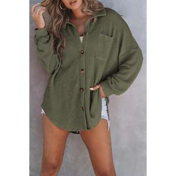 SHEWIN Women's Lightweight Casual Button-Down Shacket