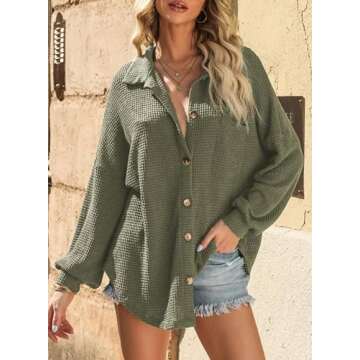 SHEWIN Women's Lightweight Casual Button-Down Shacket