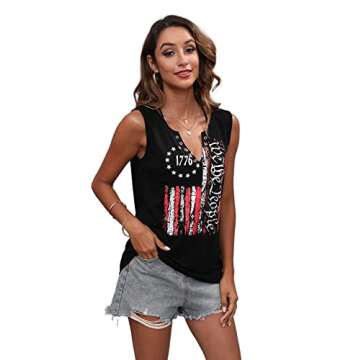 T&Twenties American Flag Tank Top for Women Ring Hole 4th of July Shirts V Neck Patriotic Tanks Shirt