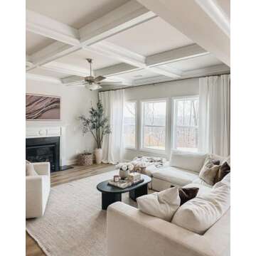 S & L Homes Jute Cotton Hand Woven Natural Farmhouse Area Rug for Living Room - Rustic Vintage Bohem...