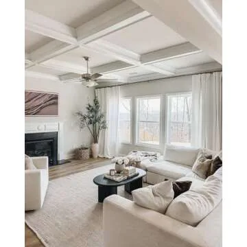 S & L Homes Jute Cotton Hand Woven Natural Farmhouse Area Rug for Living Room - Rustic Vintage Bohem...