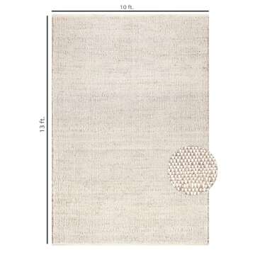 S & L Homes Jute Cotton Hand Woven Natural Farmhouse Area Rug for Living Room - Rustic Vintage Bohemian Décor - (10' x 13' Natural)