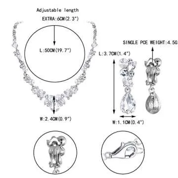 Elegant Rhinestone Necklace & Clip-on Earrings Set