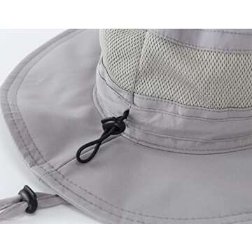 Connectyle Men’s Outdoor Mesh Boonie Sun Hat Summer Wide Brim UV Protection Fishing Hat Safari Cap Gray