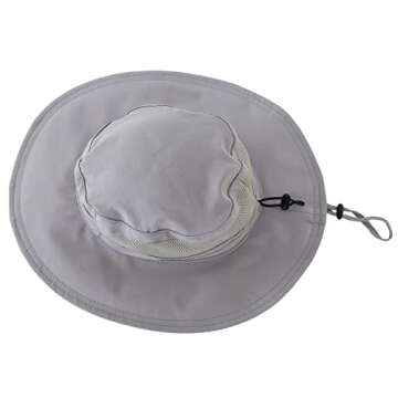 Connectyle Men’s Outdoor Mesh Boonie Sun Hat Summer Wide Brim UV Protection Fishing Hat Safari Cap Gray