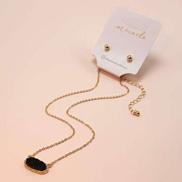 Trendy Faux Druzy Stone Necklace for Women and Girls