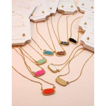 Trendy Faux Druzy Stone Necklace for Women and Girls