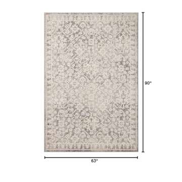 Loloi Magnolia Home by Joanna Gaines Gigi Collection GIG-01 Grey/Ivory 5'-3" x 7'-6" Area Rug