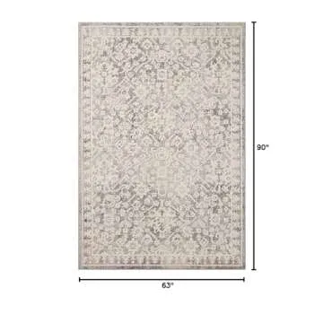 Loloi Magnolia Home by Joanna Gaines Gigi Collection GIG-01 Grey/Ivory 5'-3" x 7'-6" Area Rug