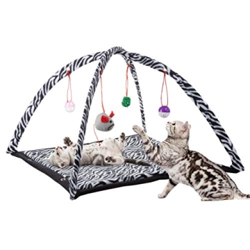 PETMAKER Cat Activity Center- Interactive Play Area Station for Cats, Kittens with Fleece Mat, Hangi...