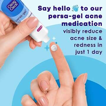 Clean & Clear Persa-Gel 10 Oil-Free Acne Spot Treatment with Maximum Strength 10% Benzoyl Peroxide, Topical Pimple Cream & Acne Gel Medication for Face Acne, Fragrance-Free, 1 fl. oz, 4 Pack